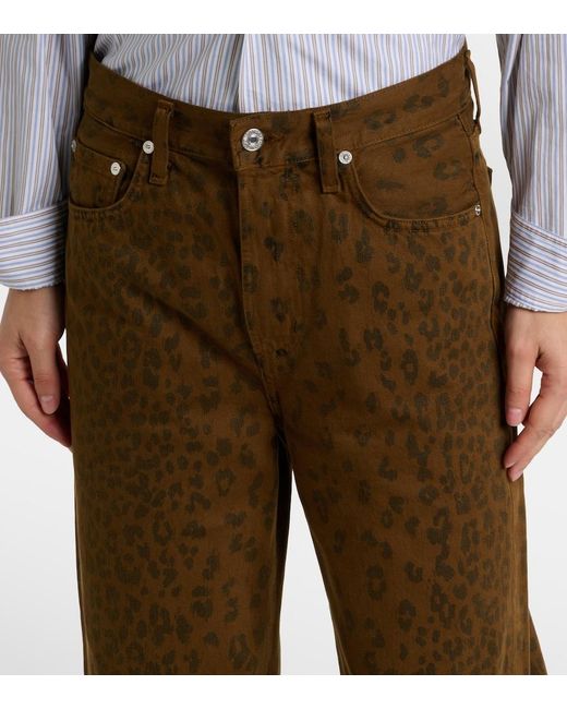 Citizens of Humanity Brown Miro Leopard-Print Barrel-Leg Jeans