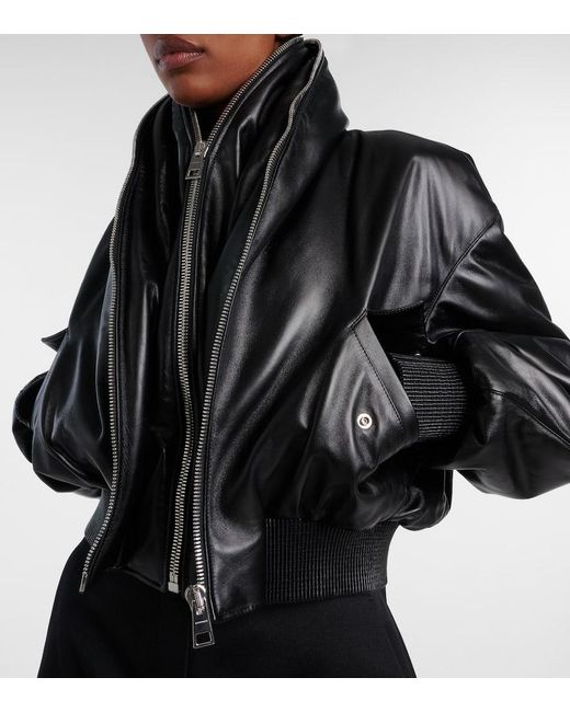 Givenchy Black Leather Bomber Jacket
