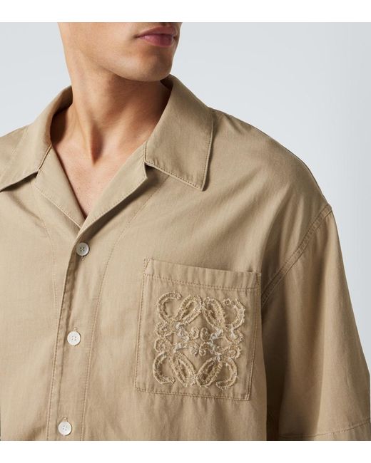 Loewe Natural Logo Embroidered Cotton Shirt for men