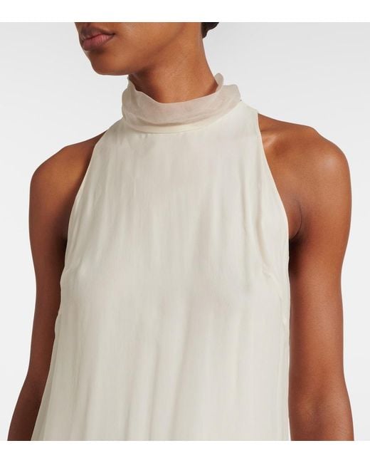 Brunello Cucinelli White Monili Silk Maxi Dress