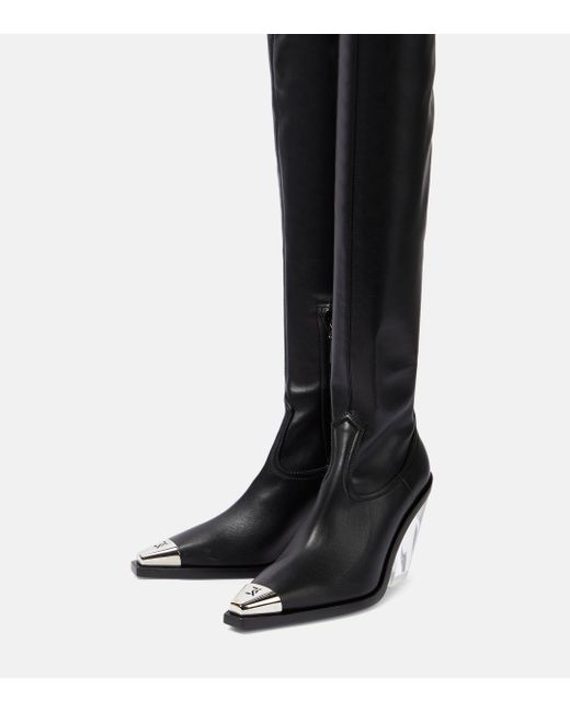David Koma Black Faux Leather Over-the-knee Boots