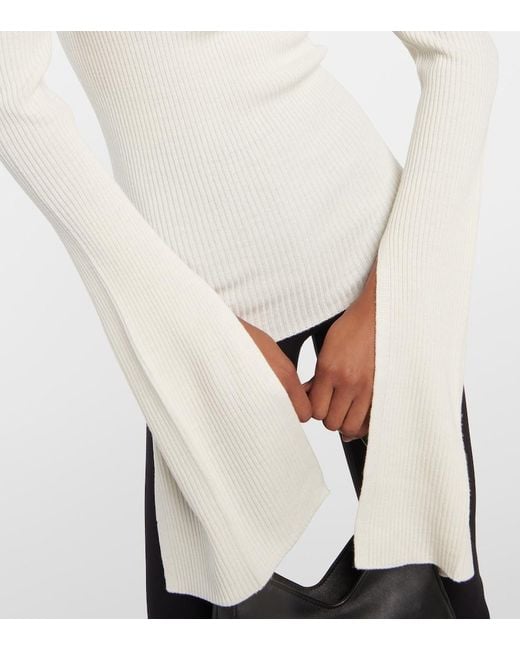 Rick Owens White Cutout Virgin Wool Top