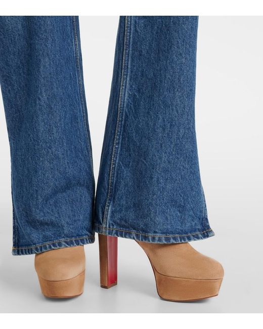 Christian Louboutin Brown Loo Booty 130 Suede Platform Boots