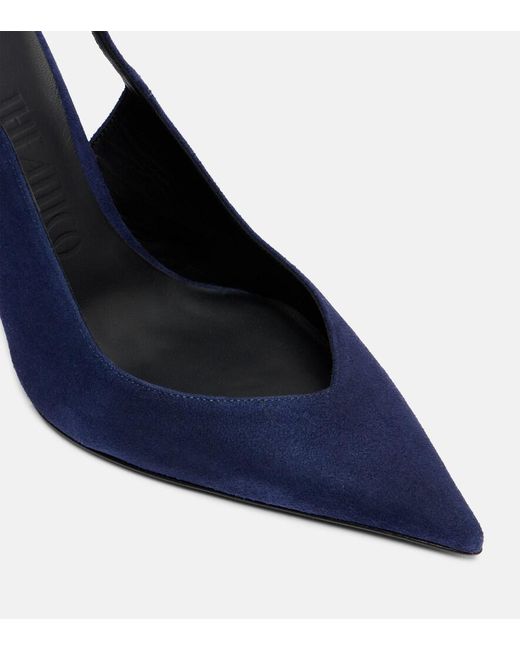 The Attico Blue Cheope 105 Suede Slingback Pumps