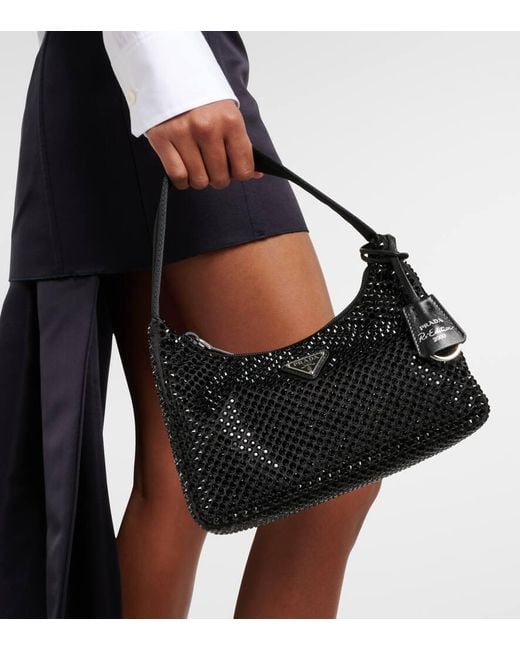 Prada Black Satin Mini-bag With Crystals