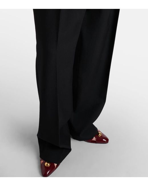 Chloé Blue Weite High-Rise-Hose Aus Woll-Gabardine