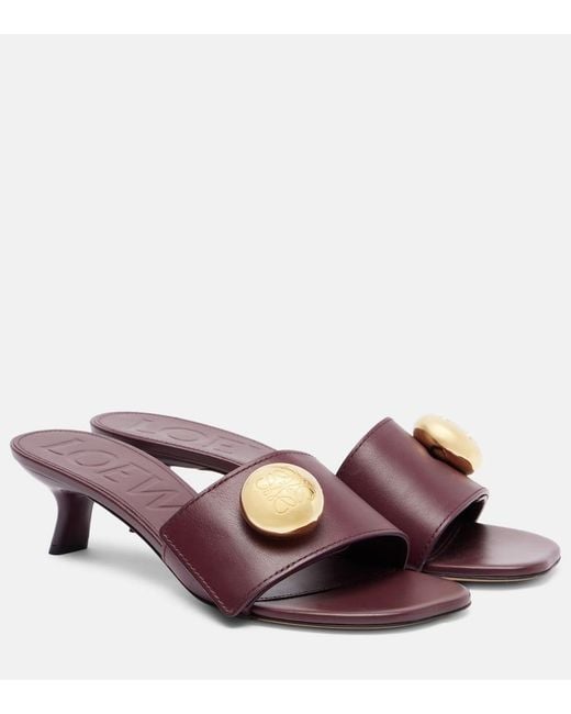 Loewe Purple Anagram Leather Mules