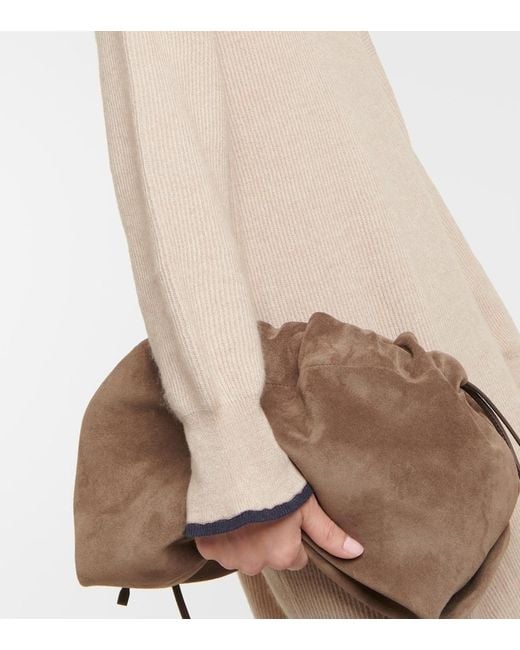 Brunello Cucinelli Natural Alpaca And Cotton Midi Dress