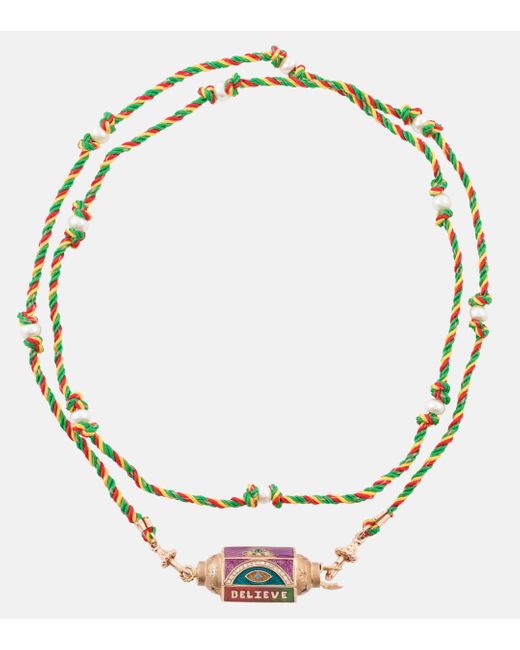 Marie Lichtenberg Metallic Believe 18kt Rose Gold Locket Necklace With Diamonds And Gemstones