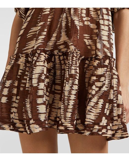 Poupette Brown Aria Printed Cotton Minidress