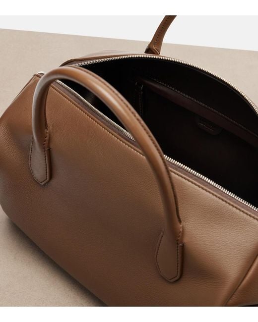 The Row Brown Faye Leather Top-Handle Bag
