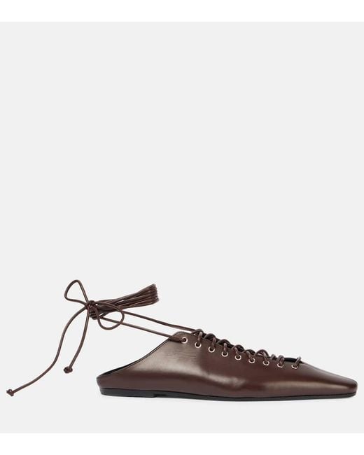 Dries Van Noten Brown Leather Lace-Up Flats