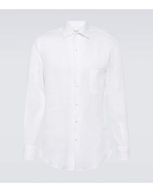 Loro Piana White Andre Linen Shirt for men