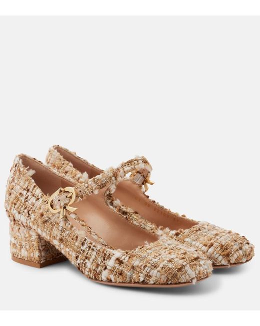 Gianvito Rossi Brown Mary Ribbon Boucle Pumps