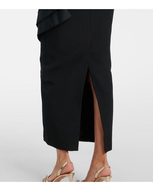Safiyaa Black Bree Draped Midi Dress