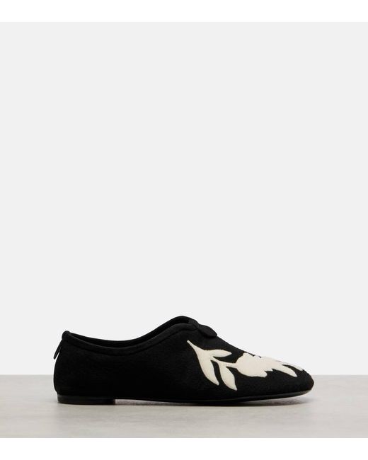 Loro Piana Black Bestickte Slip-Ons Floaty