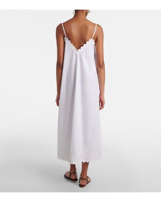 Juliet Dunn White Cotton Midi Dress