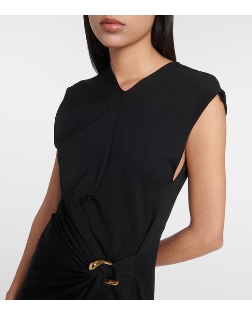 Jil Sander Black Virgin Wool Midi Dress