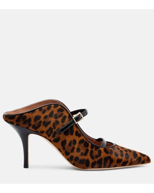 Malone Souliers Brown Gala 70 Leopard-Print Calf Hair Mules