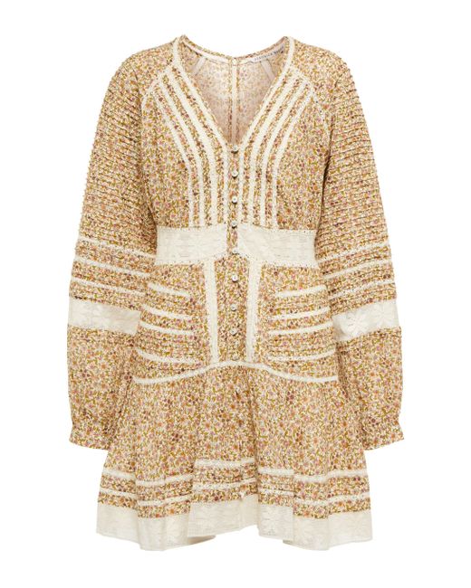 Veronica Beard Addilyn Floral Cotton Minidress in Natural | Lyst