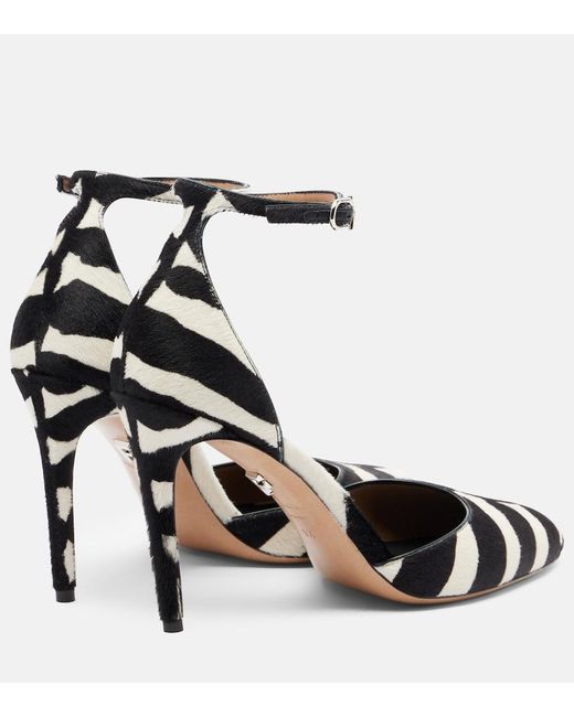 Ferragamo Metallic Zebra-Print Calf Hair Pumps