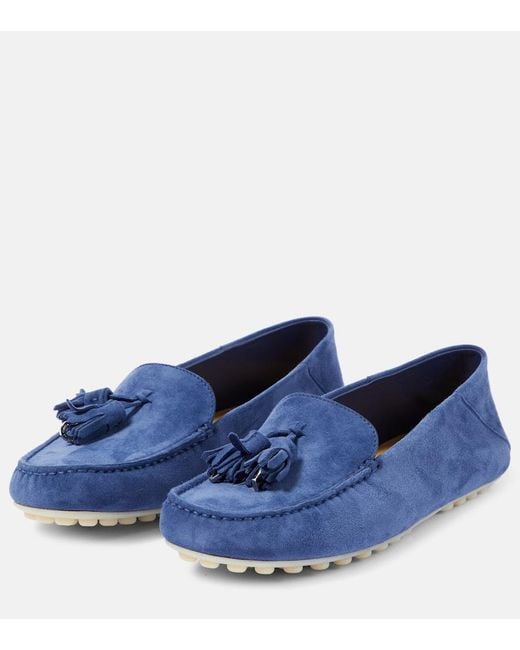 Loro Piana Blue Suede Loafers