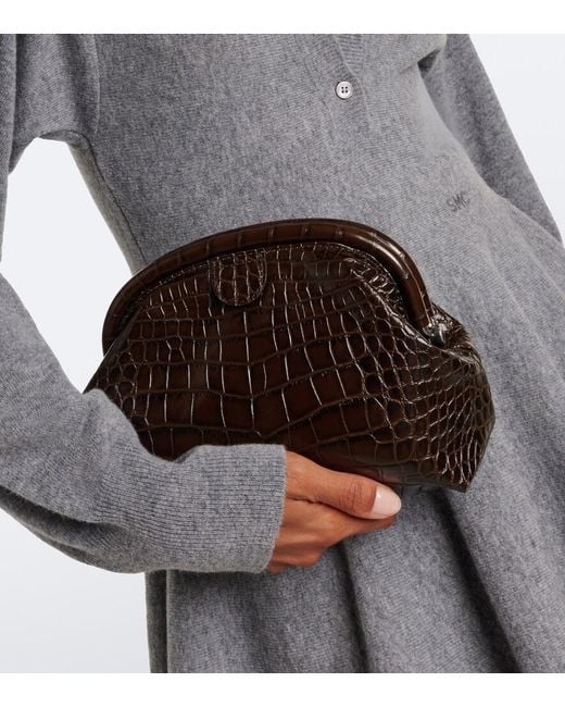 Stella McCartney Black Falabella Small Croc-Effect Clutch