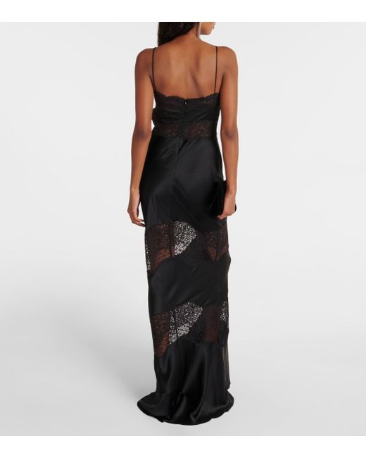 Rebecca Vallance Black Larisa Lace-trimmed Silk Gown