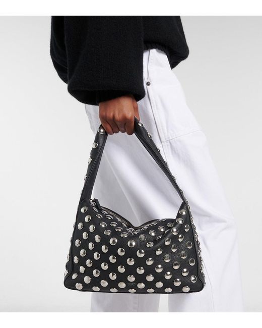 Khaite Black Elena Medium Studded Leather Shoulder Bag