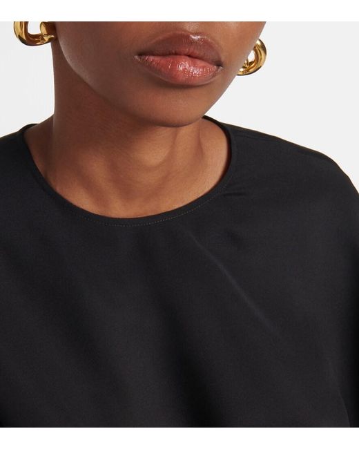 FFORME Black Tenley Draped Silk Top