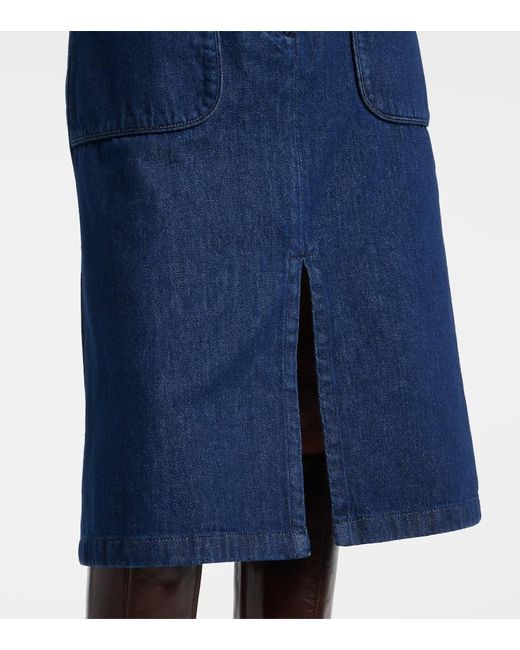 Jupe Midi En Jean Dries Van Noten en coloris Blue
