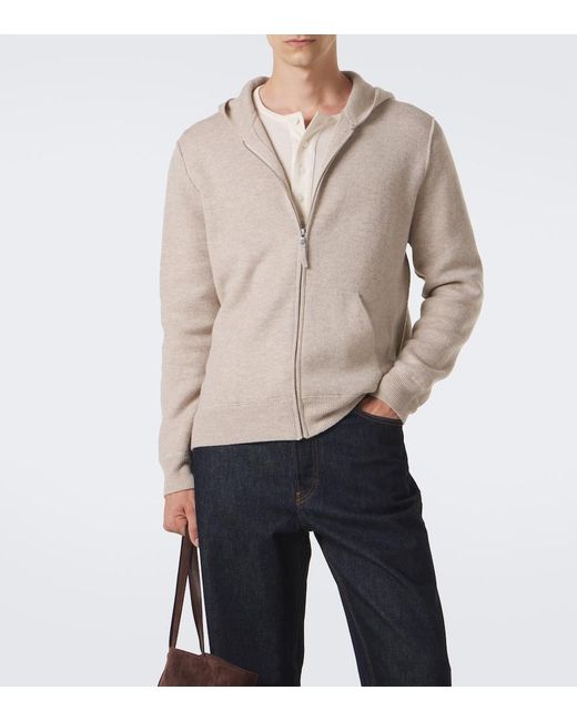 Allude Natural Wool And Cashmere Zip-Up Hoodie for men