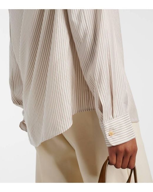 Khaite Natural Agro Striped Silk Shirt