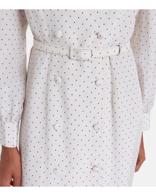 Alessandra Rich Natural Polka-Dot Silk Midi Dress