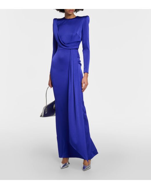 Alex Perry Purple Draped Satin Gown