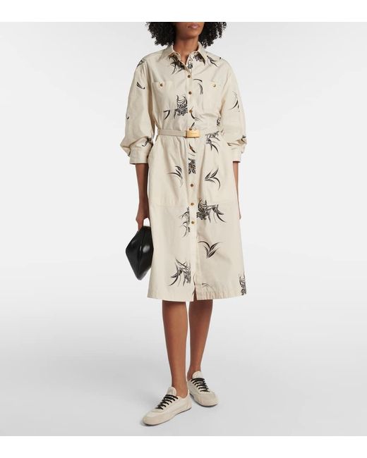Moncler Natural Hemdblusenkleid Aus Baumwollpopeline