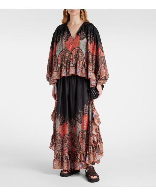 Zimmermann Black 'Rhiannon Ruffle Billow' Silk Blouse