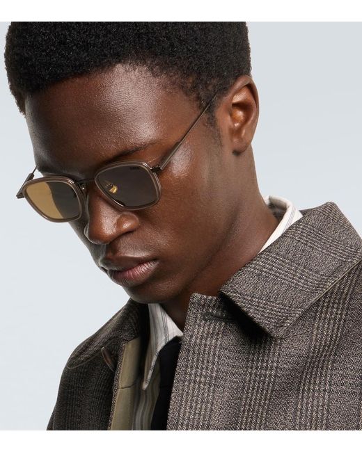 Zegna Brown Square Sunglasses for men