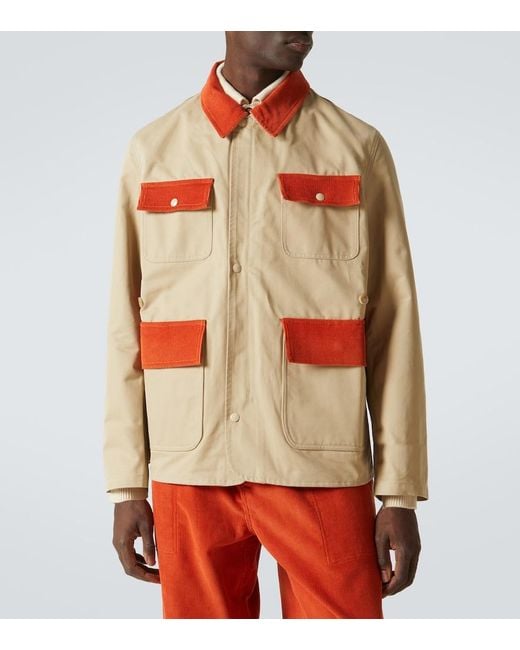 Bode Orange Corduroy-Trimmed Cotton Twill Field Jacket for men