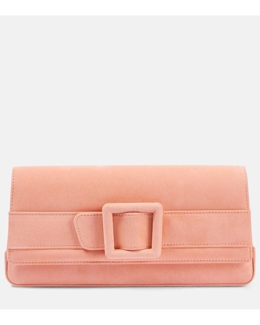 Manolo Blahnik Pink Maygot Suede Clutch