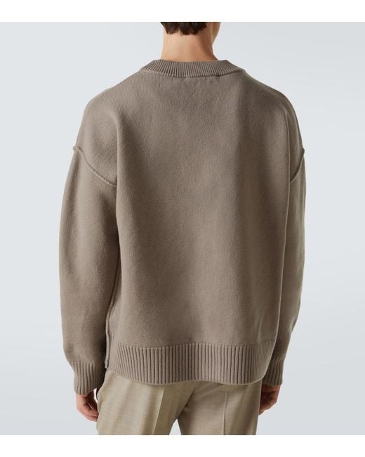 AMI Brown Ami De Cour Virgin Wool Cardigan for men