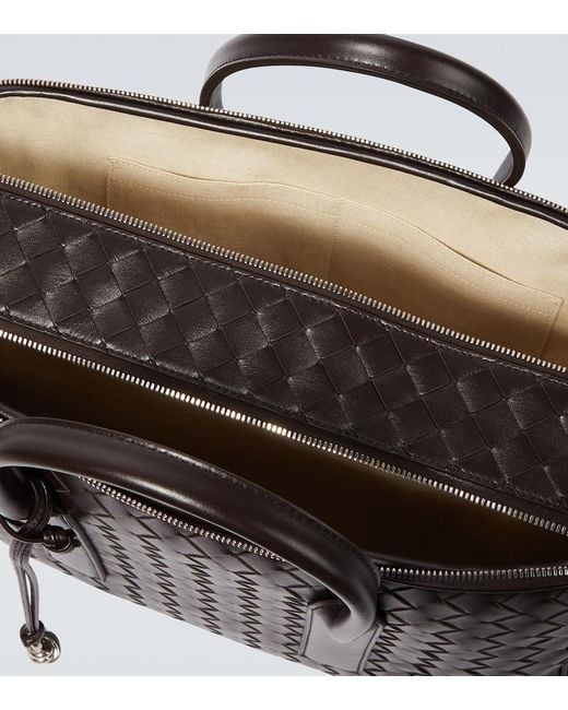 Bottega Veneta Black Getaway Intrecciato Leather Briefcase for men