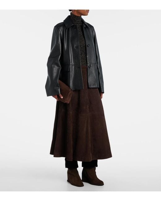 Yves Salomon Black Shearling-Lined Suede Wedge Ankle Boots