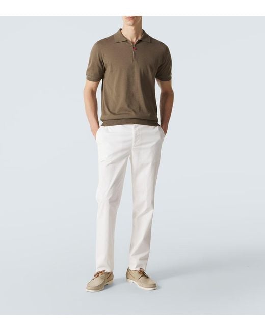 Kiton White Suede Boat Shoes for men