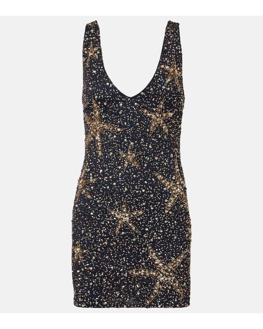 Rixo Black Star Fish Sequined Minidress