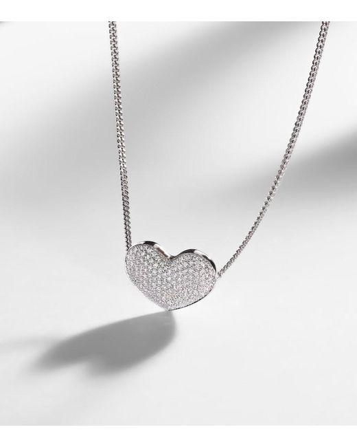 Eera Eera Heart 18kt White Gold Necklace With Diamonds