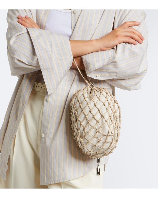 SAVETTE White Macrame Small Leather Pouch