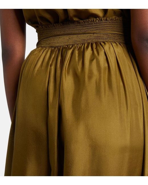 Zimmermann Green Mahon Cropped Silk Balloon Pants