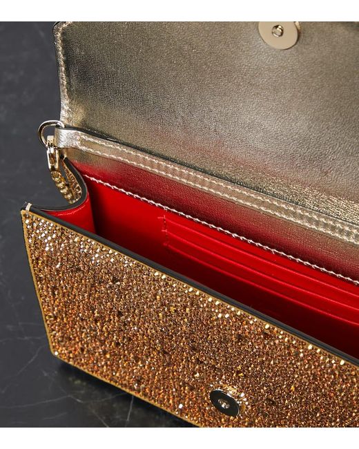 Christian Louboutin Metallic Clutch Loubi54 Small Aus Leder Mit Kristallen