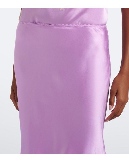 Doen Purple Elowette Lace-Trimmed Silk Slip Skirt